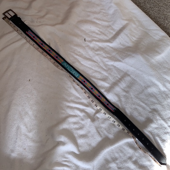 Hand beaded genuine leather Arizona belt Native American made new without tags - Picture 2 of 6